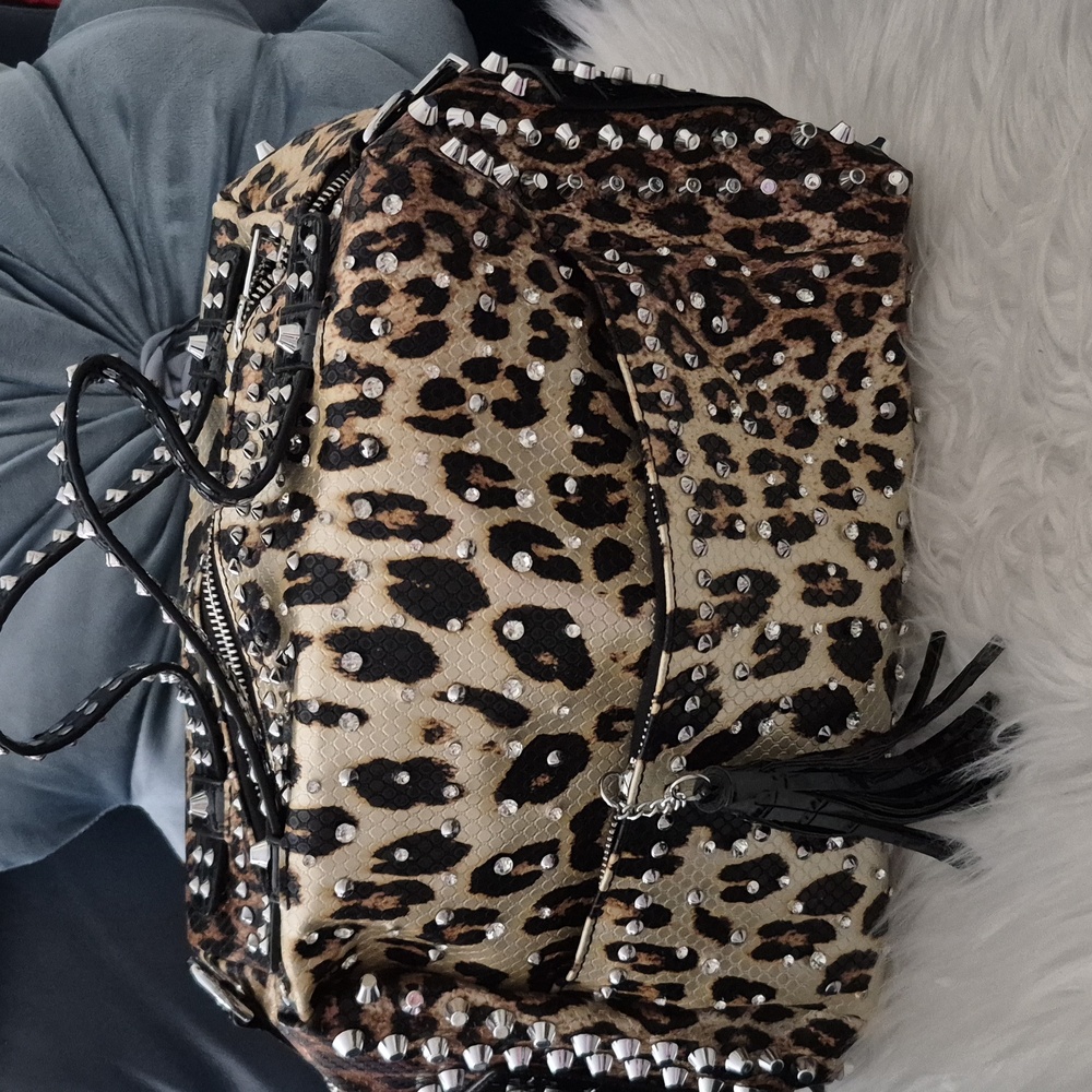 Leopard Print Studded Women's Bag